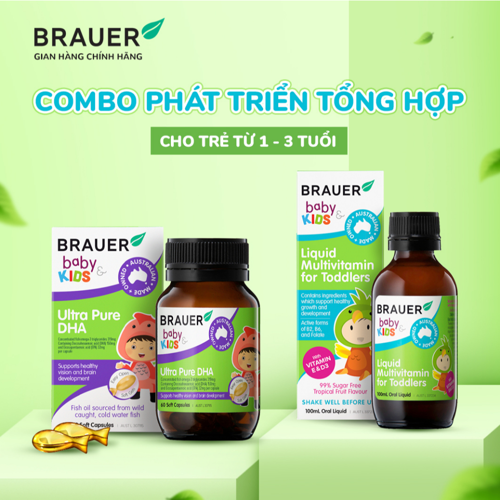 Combo Vitamin Brauer phát triển tổng hợp cho bé từ 1 đến 3 tuổi