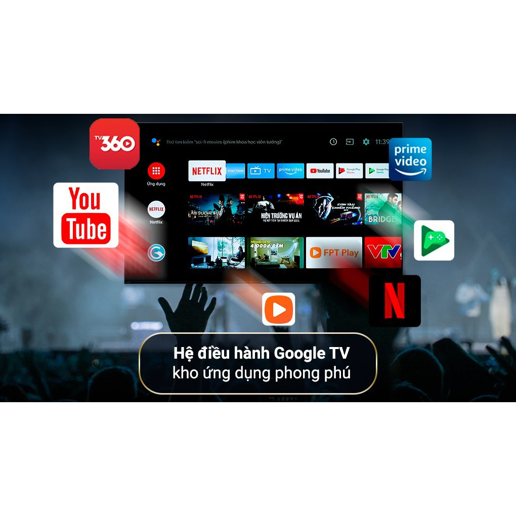 Smart TV TOSHIBA Google LED 4K  UHD tràn viền 55'' 55C350LP - Tìm kiếm bằng giọng nói - Bảo hành 2 năm