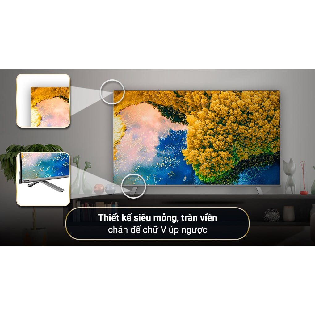 Smart TV TOSHIBA Google LED 4K  UHD tràn viền 55'' 55C350LP - Tìm kiếm bằng giọng nói - Bảo hành 2 năm