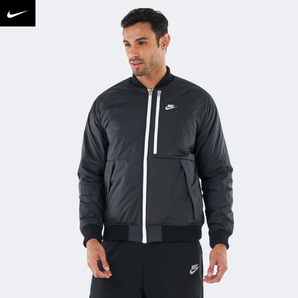 NIKE CHÍNH HÃNG - Áo khoác phao thể thao nam Nike Sportswear Therma-FIT Legacy Reversible Bomber Jacket Authentic - Đen