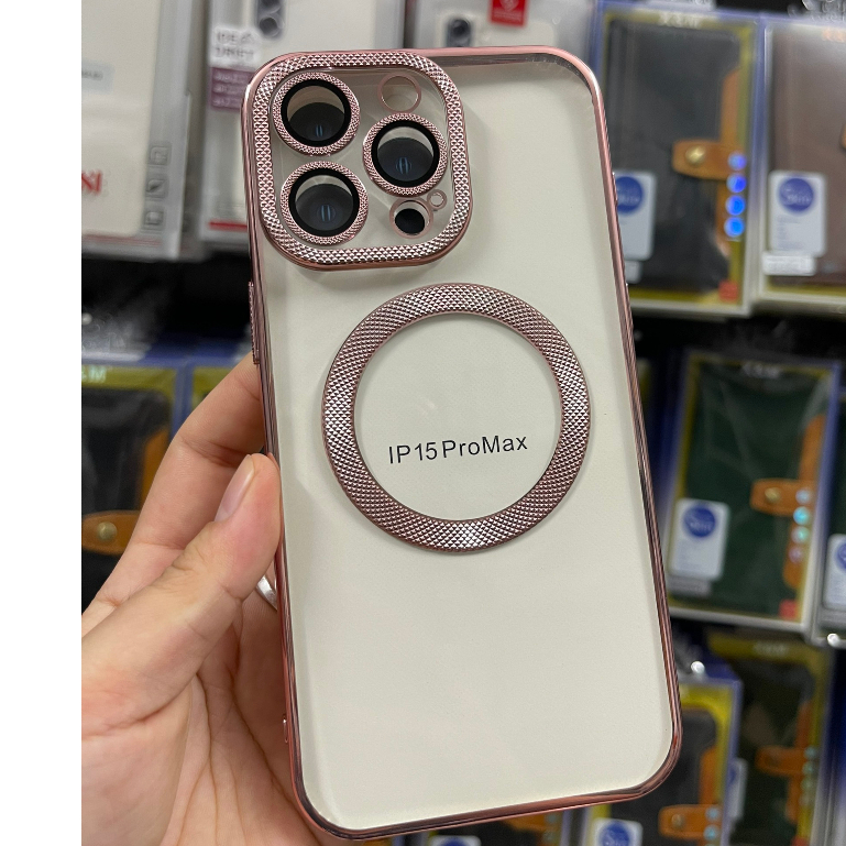 🌟HÃNG KST🌟Ốp lưng trong viền màu có kính bảo vệ camera viền gợn sóng Hỗ trợ hút không dây iPhone 12 13 14 15 PRO MAX