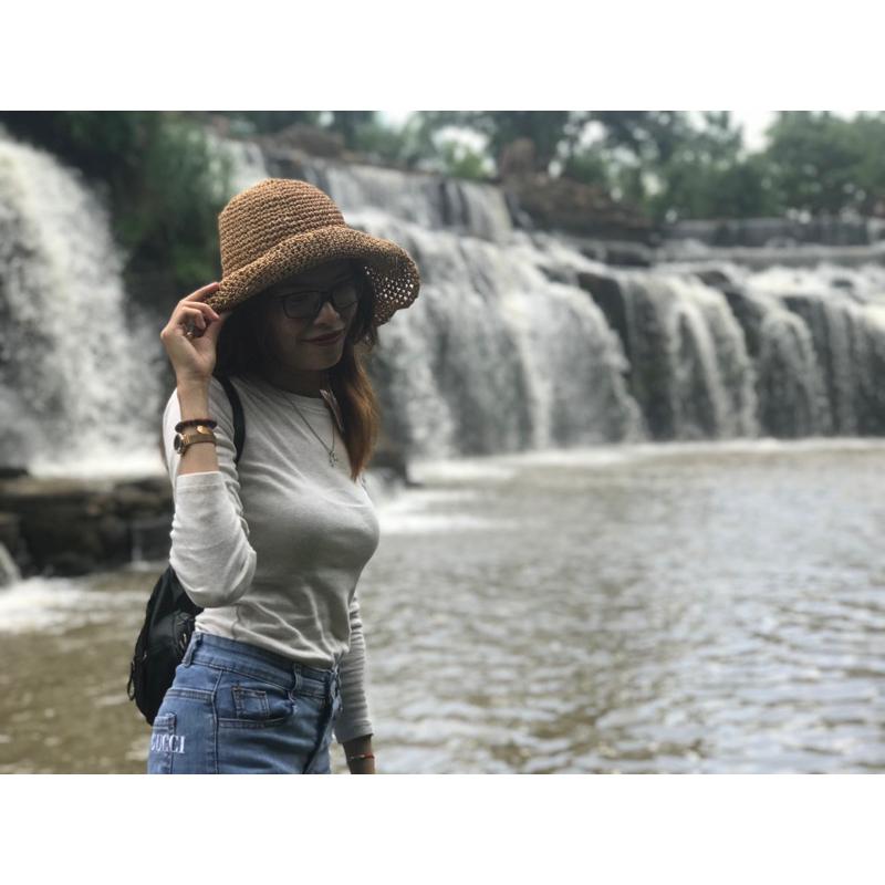 Pass nón cối tai bèo màu nâu nhạt