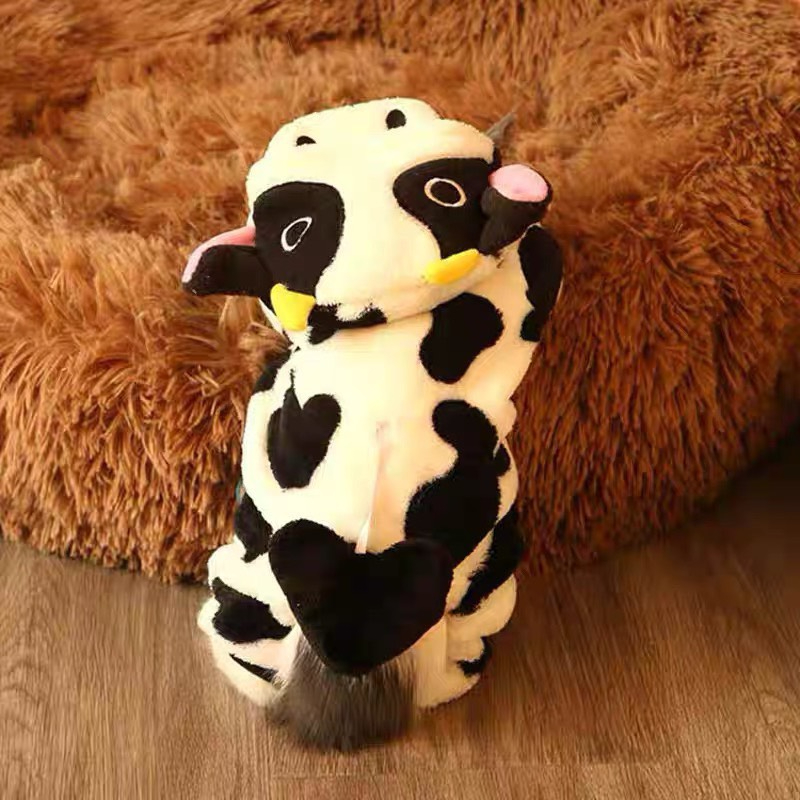 Quần áo nỉ bông cho chó mèo giữ ấm kèm mũ và túi đựng khóa kéo cao cấp