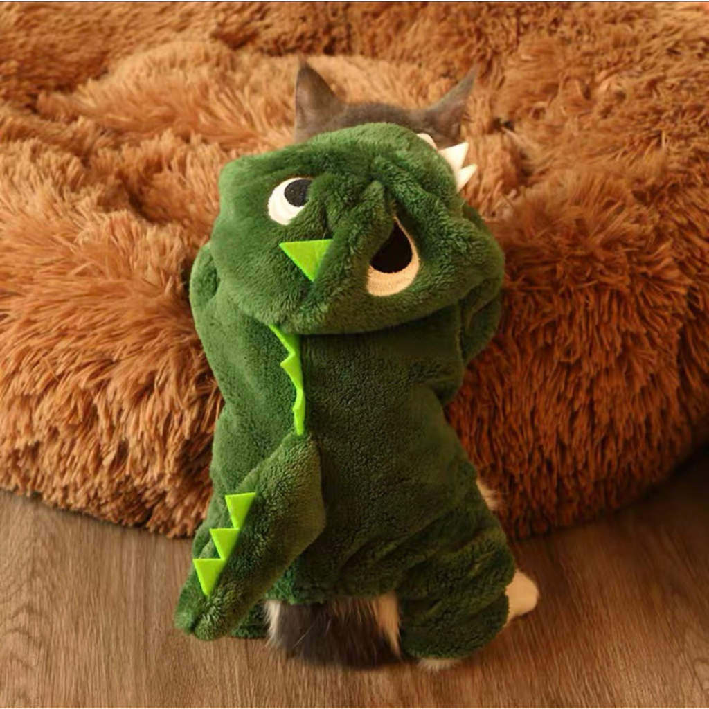 Quần áo nỉ bông cho chó mèo giữ ấm kèm mũ và túi đựng khóa kéo cao cấp