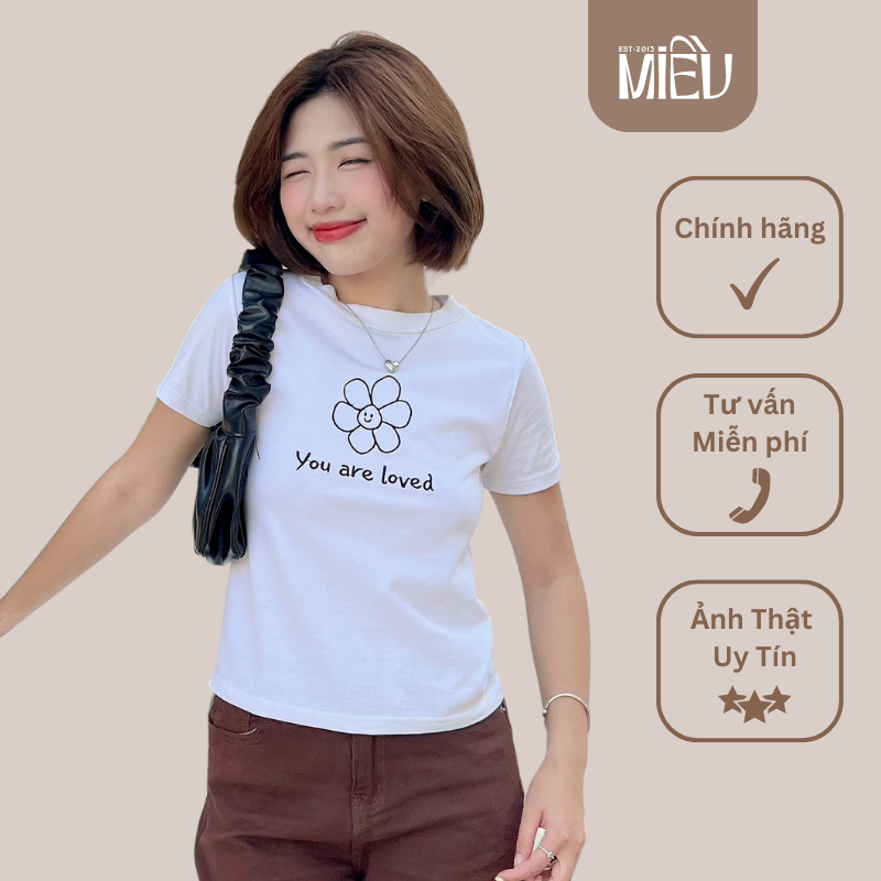 Áo thun baby tee thêu hoa You are Loved Miều Est.2013