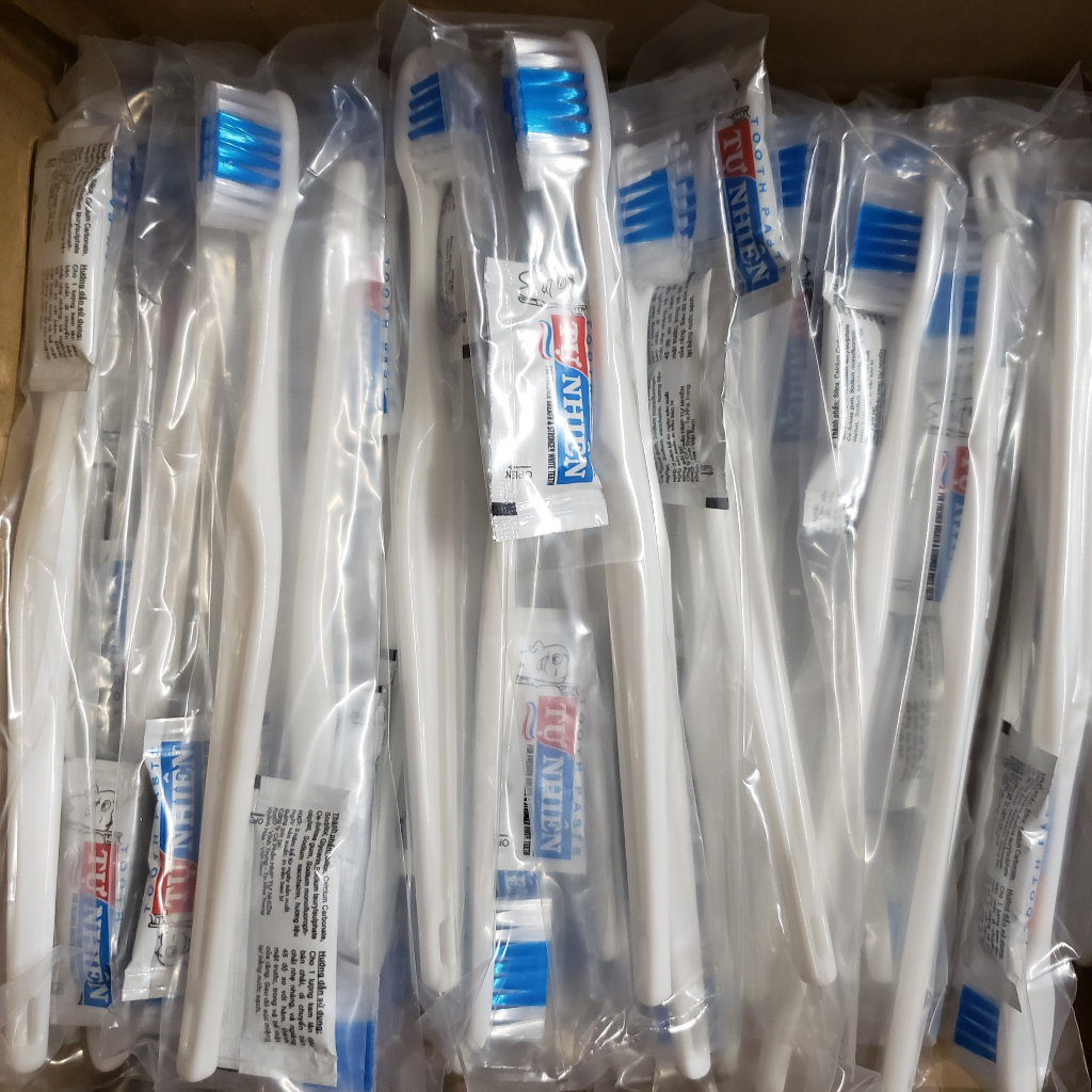 Bàn chải khách sạn - 100 Bộ bàn chải và kem gói dành cho nhà nghỉ, khách sạn