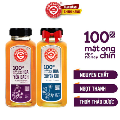 Combo: Mật ong chín Honimore Natural & Healthy vị Hoa Yên Bạch 500g + vị Hoa Xuyến Chi 500g