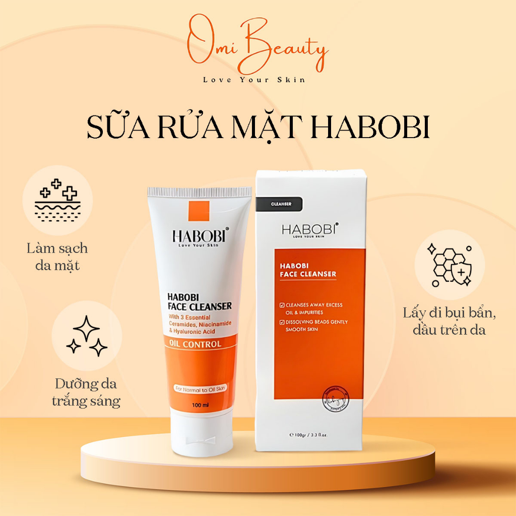 Sữa Rửa Mặt Dịu Nhẹ Lành Tính Habobi, Rửa Mặt Sạch Sâu Giúp Sáng Da Phù Hợp Cho Da Mụn Da Nhạy Cảm - OMI Beauty