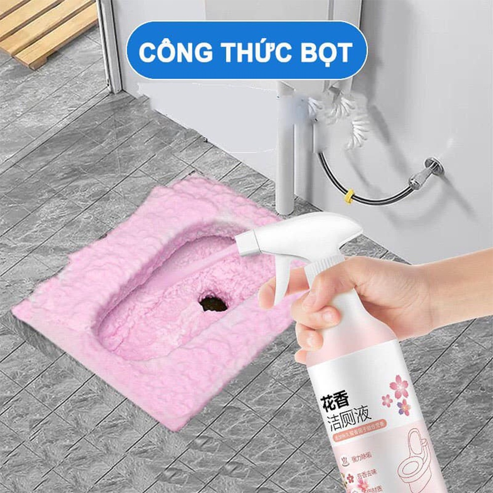 Chai Xịt Tẩy Rửa Bồn Cầu Hương Nước Hoa Anh Đào - Khử Mùi Nhà Vệ Sinh Đa Năng Siêu Sạch Khử Khuẩn 500ml