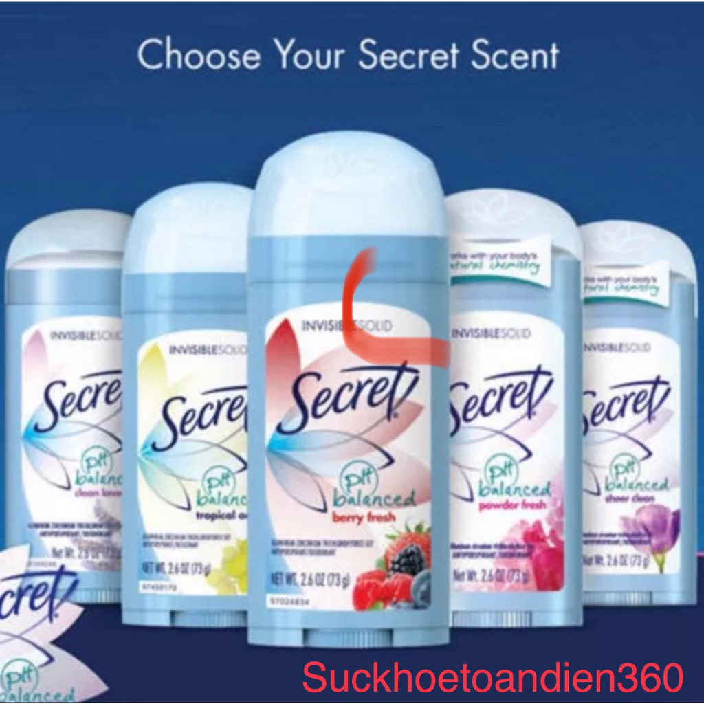 Lăn Nách Khử Mùi cho Nữ Mỹ Secret USA 73g Invisible Solid Cao Cấp Suckhoetoandien360