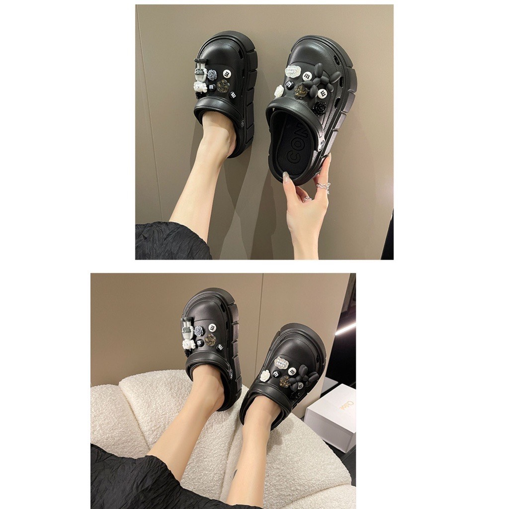 Dép Cross đế cao nam nữ 3 màu, dép sục Cross bánh mì đế cao tặng kèm 12 sticker