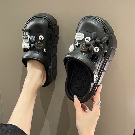 Dép Cross đế cao nam nữ 3 màu, dép sục Cross bánh mì đế cao tặng kèm 12 sticker