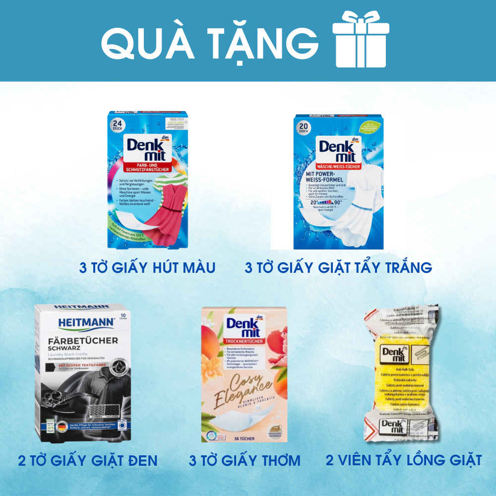 Giấy Giặt Đen Nhuộm Màu Quần Áo Heitmann Hộp 10 Miếng Đức Giúp Giữ Màu Quần Áo Không Bị Phai Màu