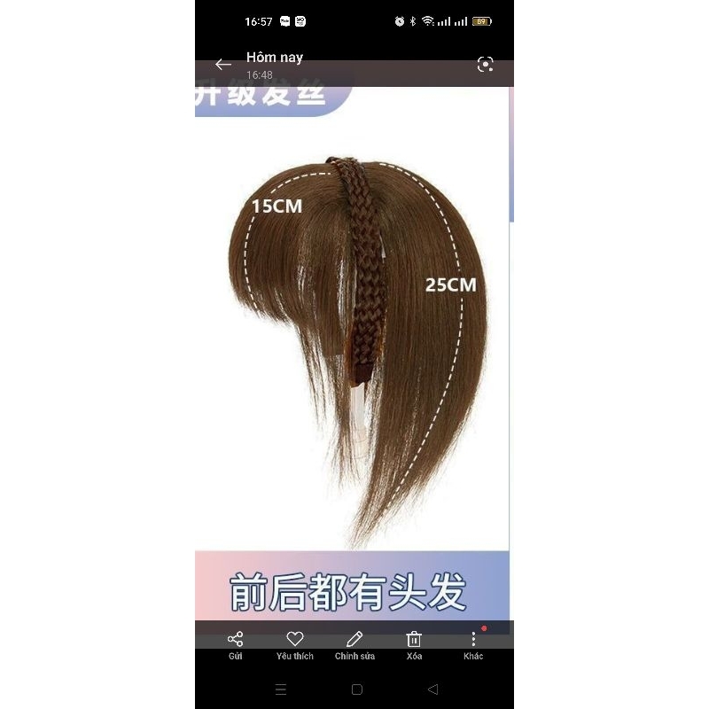 Bờm tóc giả che hói,  phủ bạc kèm băng đô dễ sử dụng