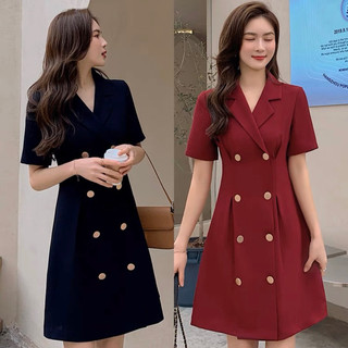 Đầm vest nút kem 2 màu