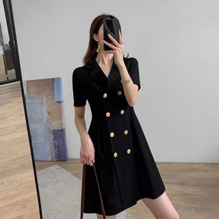 Đầm vest nút kem 2 màu (kèm hình thật)