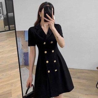 Đầm vest nút kem 2 màu (kèm hình thật)