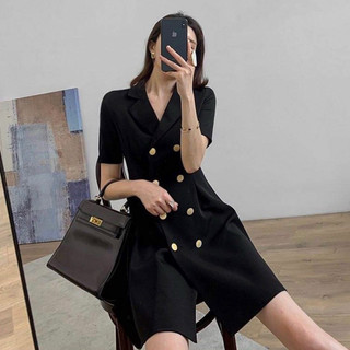 Đầm vest nút kem 2 màu (kèm hình thật)
