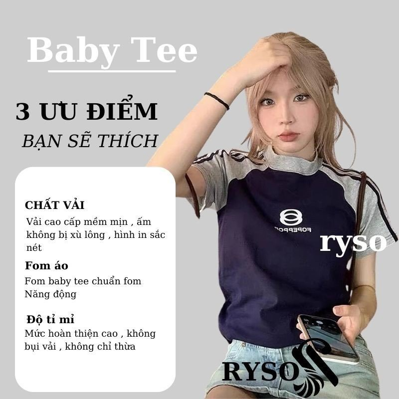 Áo Baby Tee Raplan in hình chất liệu 100% cotton Form Fit Phối Tay RYSO FASHION