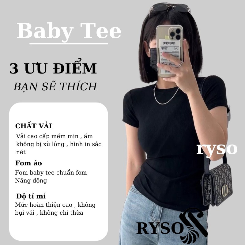 Áo Thun Tay Ngắn RYSO FASHION Form Dài Chất Thun Gân Cổ Tròn Len Tăm Mềm Mát Cao Cấp Ôm Body Cổ Tròn Dáng Dài