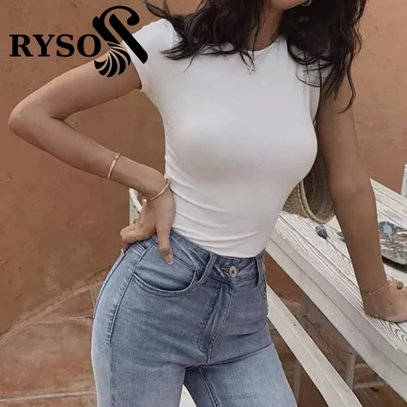 Áo Thun Tay Ngắn RYSO FASHION Form Dài Chất Thun Gân Cổ Tròn Len Tăm Mềm Mát Cao Cấp Ôm Body Cổ Tròn Dáng Dài