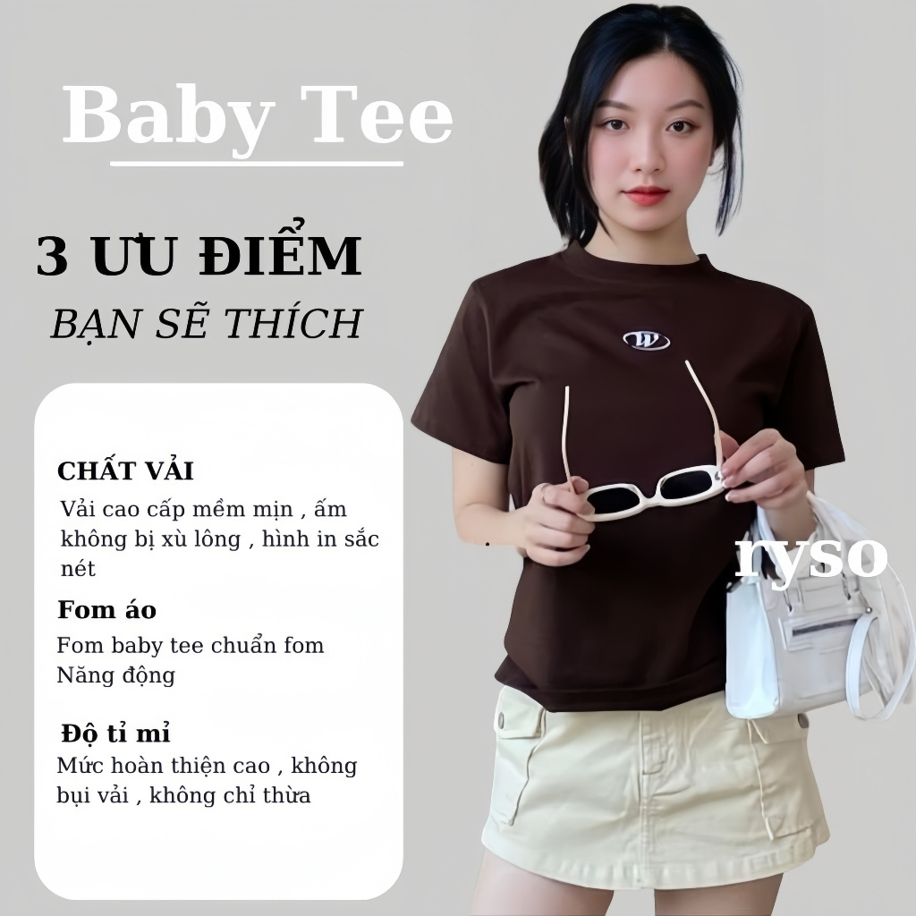 Áo Baby Tee Raplan in chữ W chất liệu 100% cotton Form Fit Phối Tay RYSO FASHION