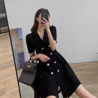 Đầm vest nút kem 2 màu (kèm hình thật)