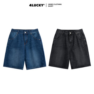 Quần short jean 4lucky 6206 nam nữ unisex ống rộng style hàn quốc