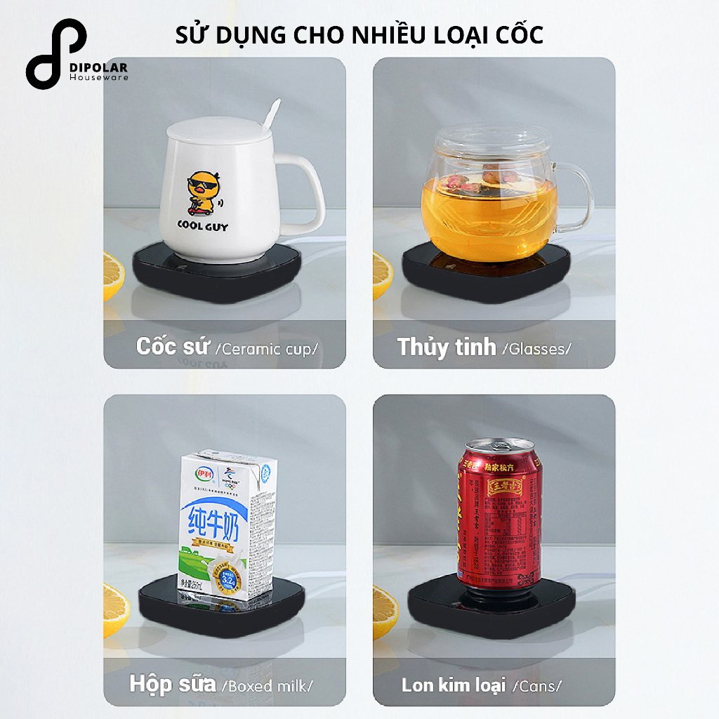 Đế Hâm Nóng Đồ Uống Cảm Ứng DIPOLAR, Dùng Cho Mọi Loại Cốc Giữ Nhiệt Cafe, Sữa, Trà - DDHN01