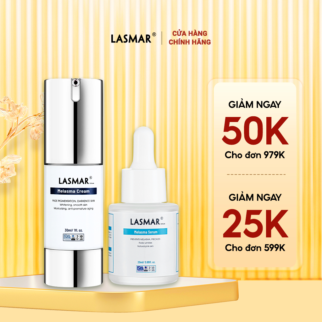 Combo Kem + Serum Nám Lasmar Mờ Nám Da, Tàn Nhang, Đồi Mồi Lâu Năm Từ Bên Trong