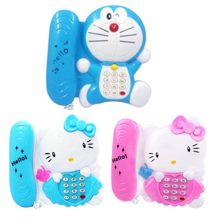 Đồ chơi điện thoại bàn mèo kitty, doraemon có đèn nhạc