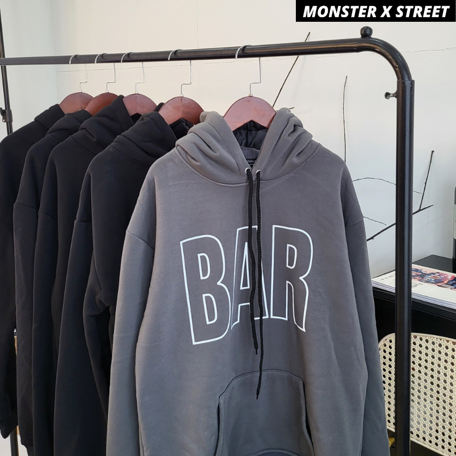 Áo hoodie nỉ bông Monster X Street BAR nam nữ form rộng thu đông Local Brand