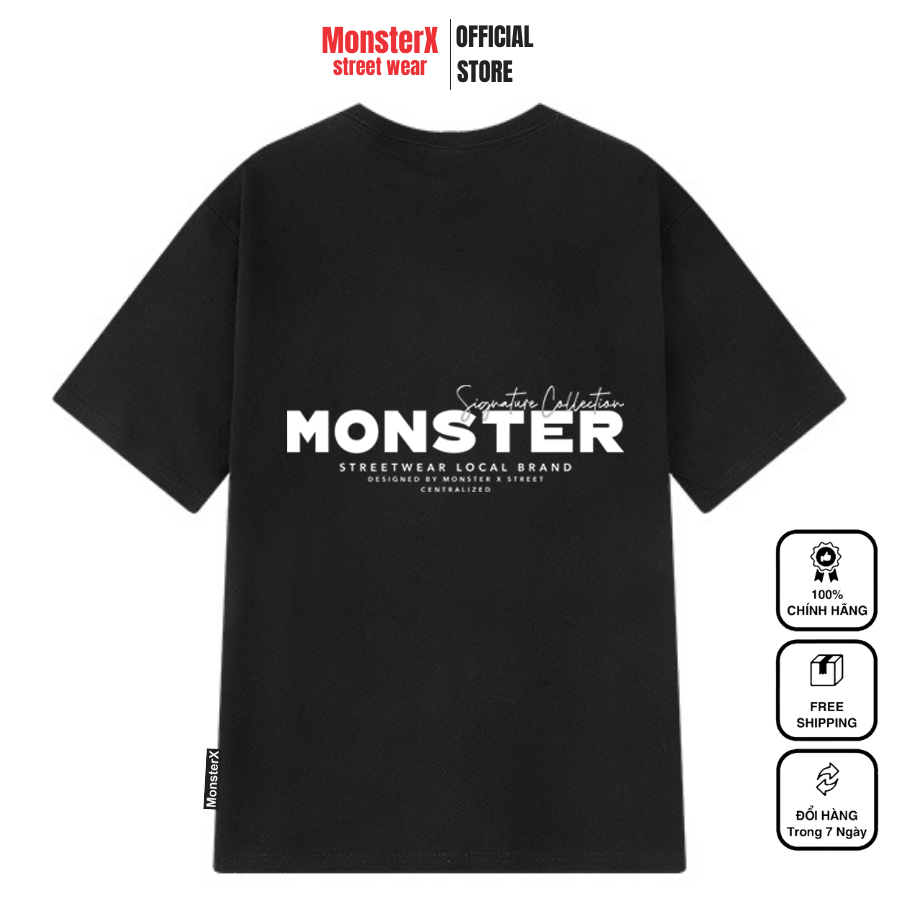 Áo thun unisex MONSTER X STREET Monster Lưng Signature phông tay lỡ nam nữ form rộng Local Brand