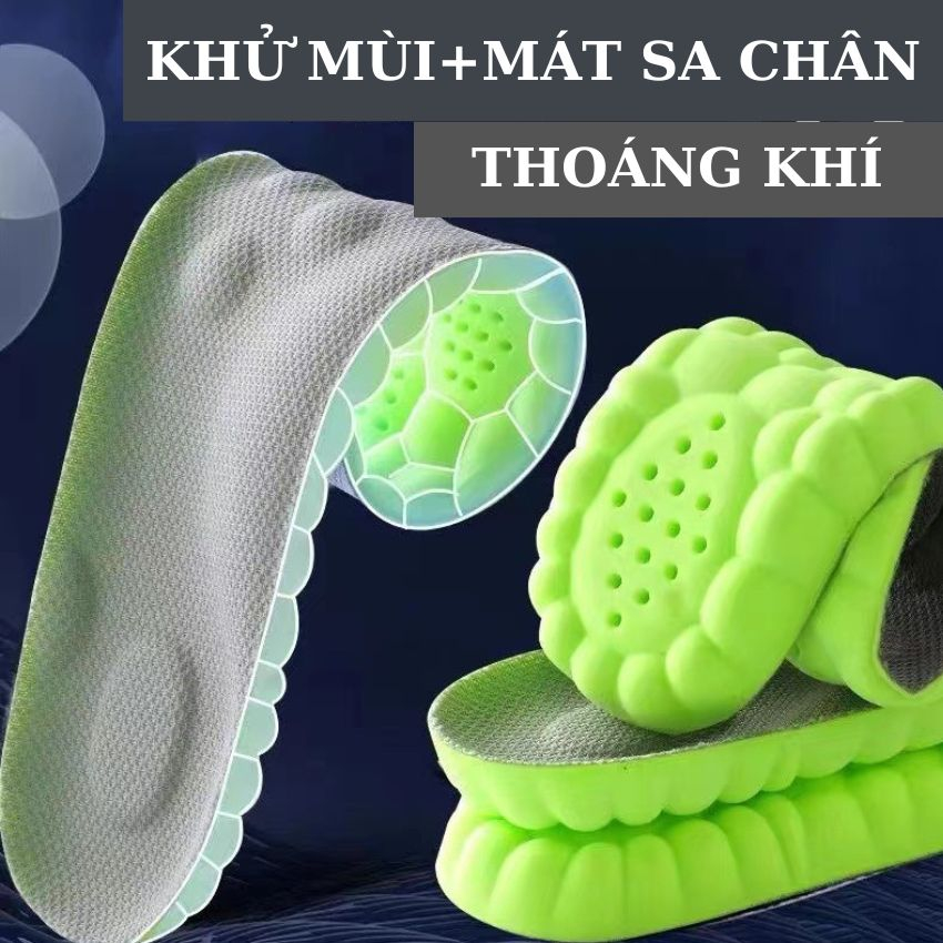 Lót giày thể thao nam nữ 4D cao cấp khử mùi,kháng khuẩn,mát sa chân giảm căng thẳng có thành phẩn ngải cưu LG12