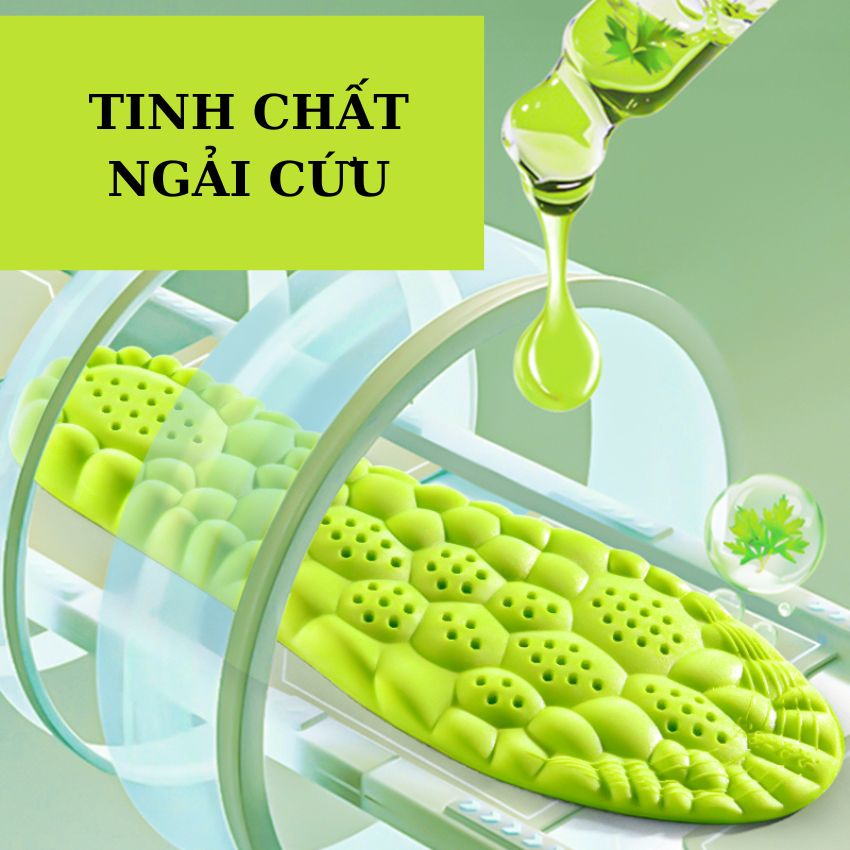 Lót giày thể thao nam nữ 4D cao cấp khử mùi,kháng khuẩn,mát sa chân giảm căng thẳng có thành phẩn ngải cưu LG12