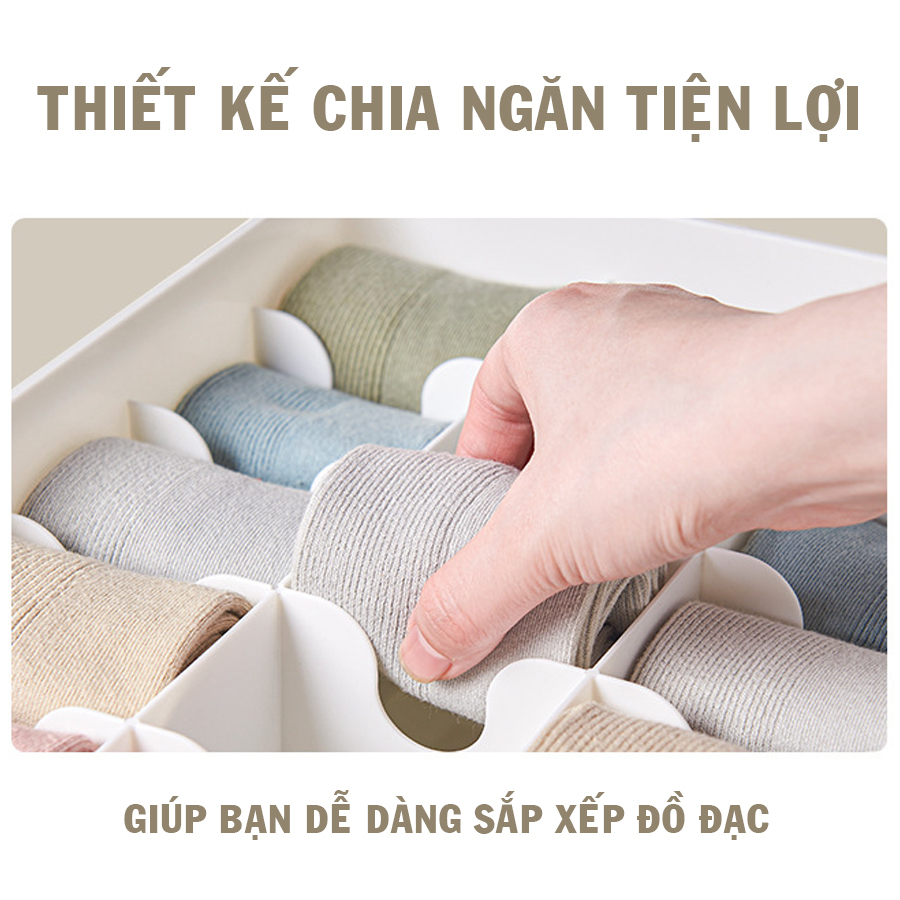 Hộp Đựng Quần Áo Đồ Lót Toshudo Chia Nhiều Ngăn Có Nắp Đa Năng