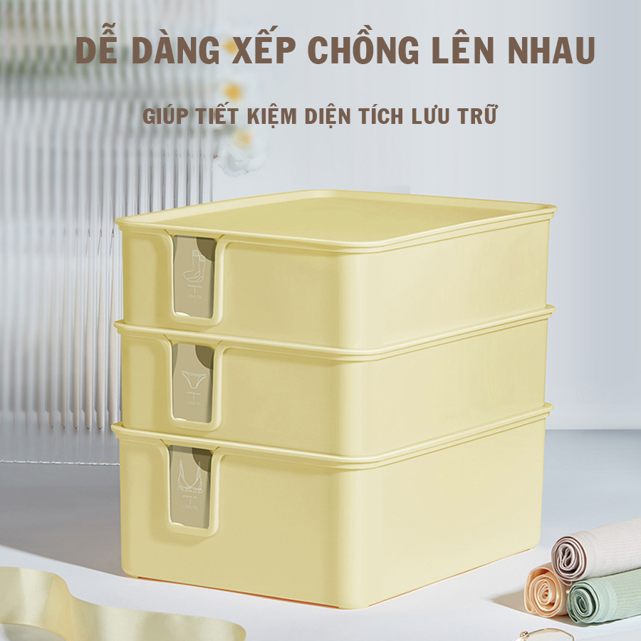 Hộp Đựng Quần Áo Đồ Lót Toshudo Chia Nhiều Ngăn Có Nắp Đa Năng