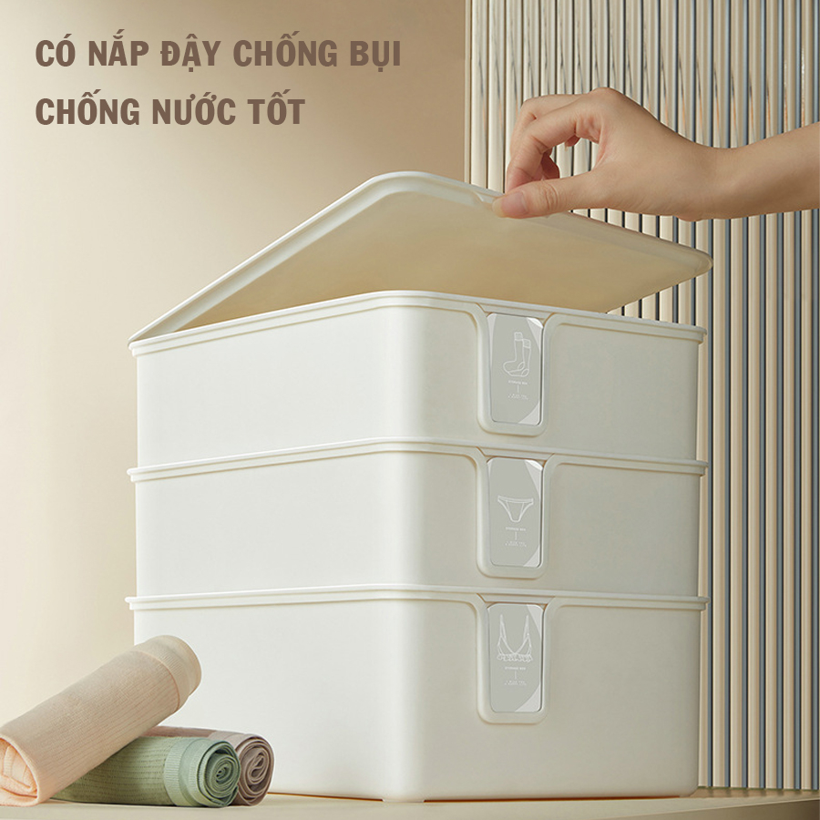 Hộp Đựng Quần Áo Đồ Lót Toshudo Chia Nhiều Ngăn Có Nắp Đa Năng