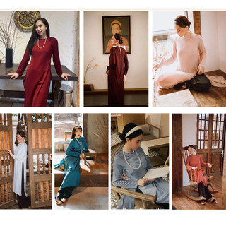 Áo Dài Nữ Xưa Dáng Suông Feather AD10
