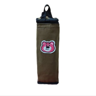 túi giữ nhiệt vải bố full màu 1200ml logo gấu dâu có dây kéo và lớp cách nhiệt