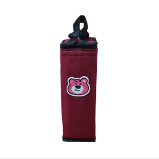 túi giữ nhiệt vải bố full màu 1500ml logo gấu dâu có dây kéo và lớp cách nhiệt