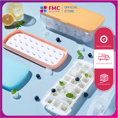 Khay Làm Đá Viên 2 Tầng Dung Tích Lớn Bằng Silicon Có Nắp Đậy Thông Minh