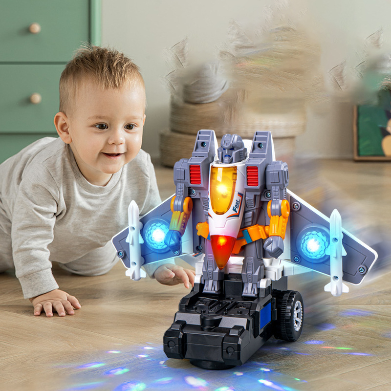 Đồ Chơi Máy Bay Biến Hình Robot Cho Bé Có Nhạc Đèn Led  và Cảm Biến Tránh Chướng Ngại Vật