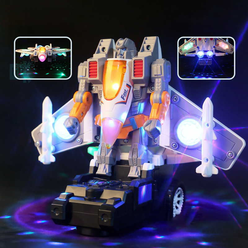 Đồ Chơi Máy Bay Biến Hình Robot Cho Bé Có Nhạc Đèn Led  và Cảm Biến Tránh Chướng Ngại Vật