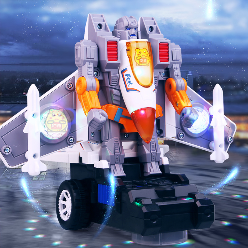 Đồ Chơi Máy Bay Biến Hình Robot Cho Bé Có Nhạc Đèn Led  và Cảm Biến Tránh Chướng Ngại Vật