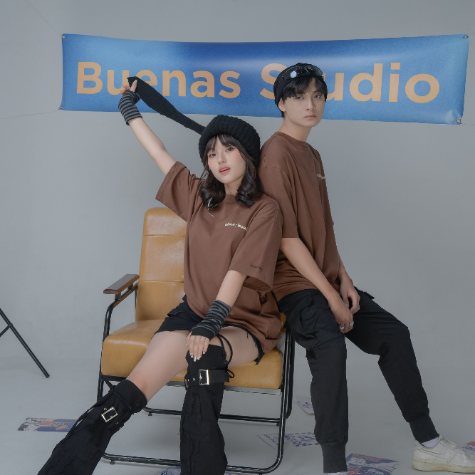 Áo thun local brand tay lỡ form oversize unisex cho nam nữ BUENAS - SWT68 / TIRAMISU