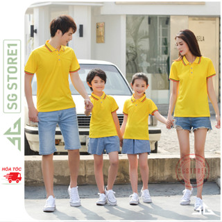 Áo gia đình có cổ polo màu vàng vải cá sấu dày dặn đủ size làm đồng phục cổ trụ thanh lịch A3SV | SGSTORE1