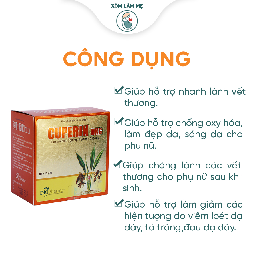 Cốm nghệ Curperin giúp mẹ sau sinh mau lành vết rạch hồi phục sức khỏe nhanh chóng - DK PHARMA