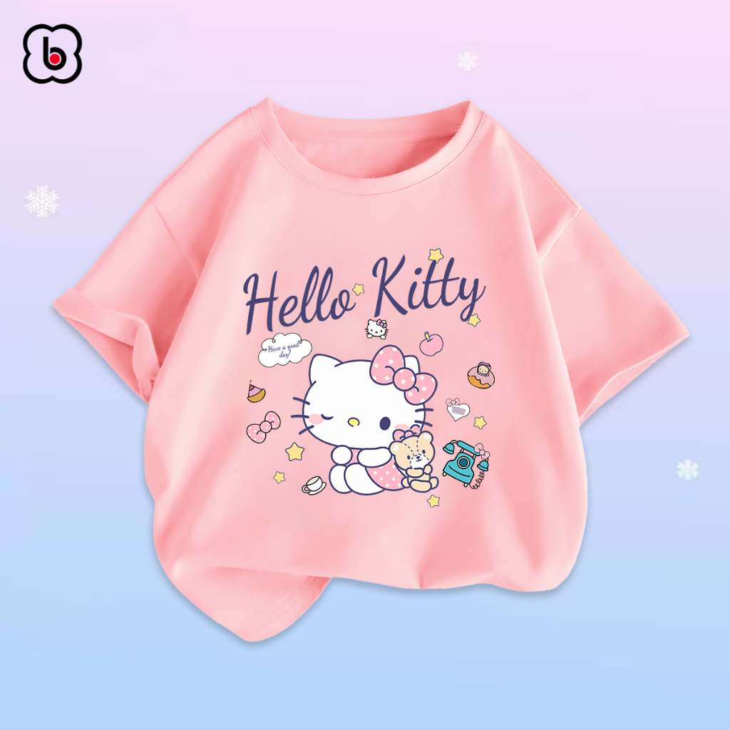 Áo thun bé gái BabyloveGO 2024 áo phông ngắn tay chất cotton mềm mịn thoáng mát in hình cute dễ thương cho bé