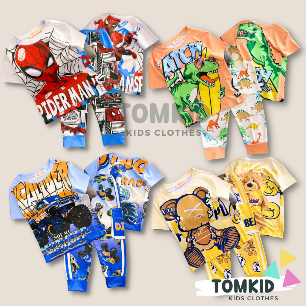 Đồ bộ cho bé trai bộ tay ngắn quần dài siêu anh hùng cho bé chất thun lạnh 3d loại 1 9-42kg Tomkids
